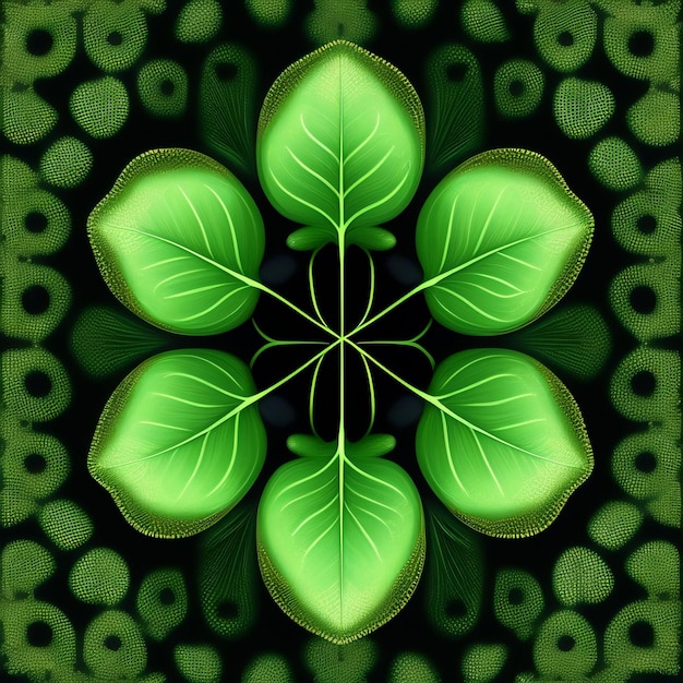 Een groen bladpatroon met het woord "erop"