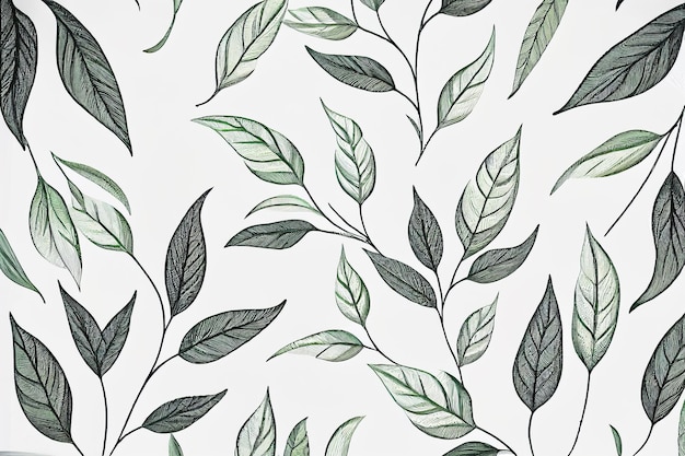 Een groen bladpatroon op een witte achtergrond.