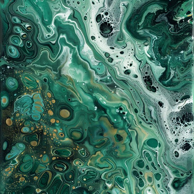 een groen en blauw abstract schilderij van de oceaan