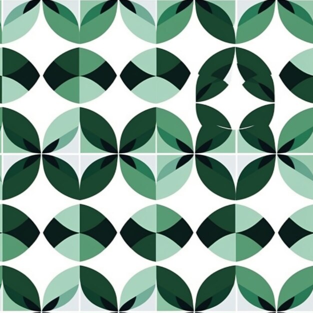 Foto een groen en wit geometrisch patroon met een grote cirkel generatieve ai