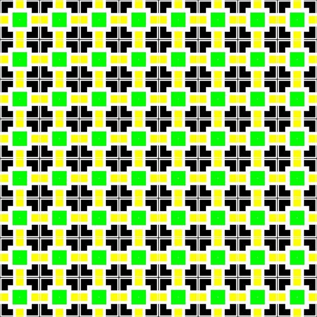 Een groen en zwart geruit patroon met vierkanten en vierkanten