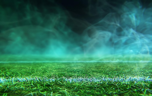 een groen grasveld met de woorden rook erop