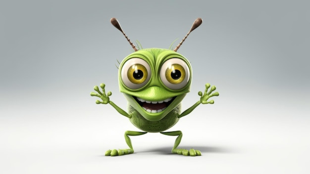 Een groen insect met grote ogen en antennes Generatieve ai