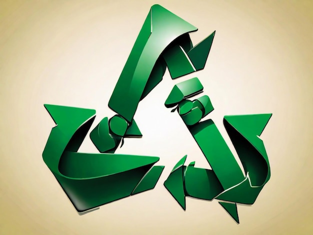 Foto een groen recyclingsymbool met een groene pijl erop