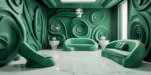 Een groene badkamer met ligbad en toilet.