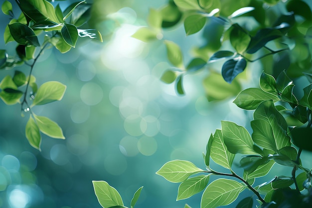 Een groene blad achtergrond met een vage