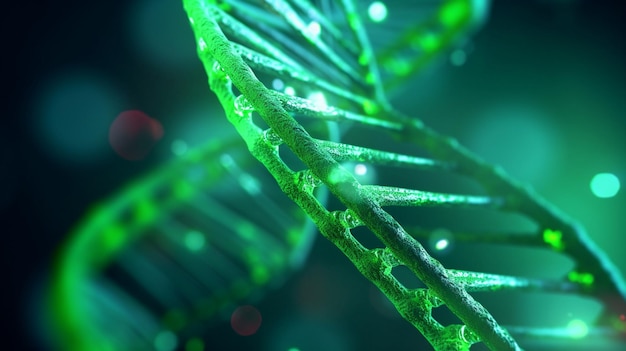 Een groene dna-streng met het woord dna erop