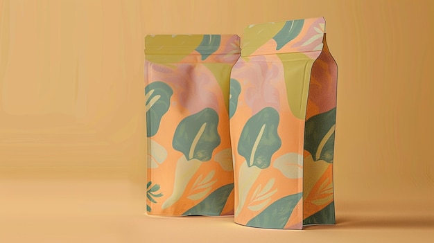 een groene en roze tas met een roze en groene ontwerp aan de voorkant
