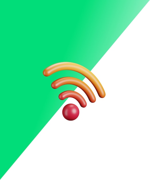 Een groene en witte achtergrond met worstjes en een rood wifi-symbool.