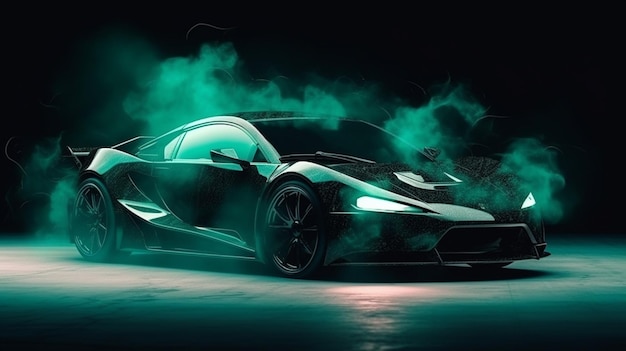 Een groene en zwarte supercar met het woord speed op de voorkant.