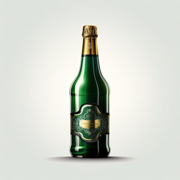 Een groene fles met een gouden label waarop "aldi" staat.