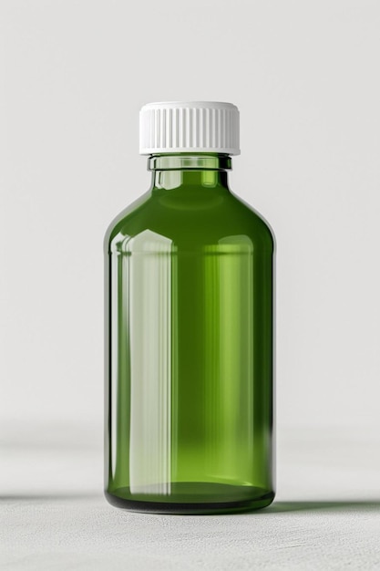 Foto een groene glazen fles met een wit deksel