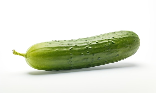 Een groene komkommer met waterdruppels erop.