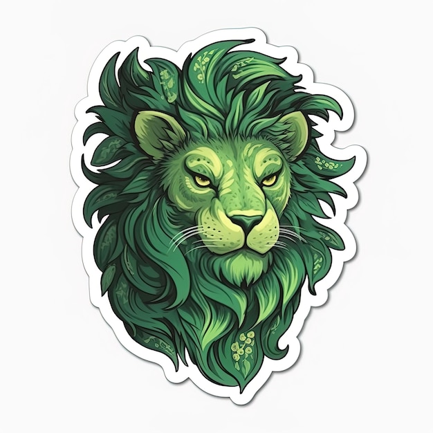 een groene leeuw met groene manen en groene manen.