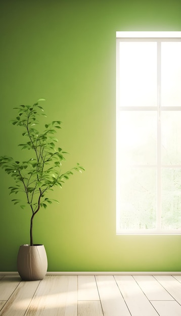 Een groene muur met een plant erin