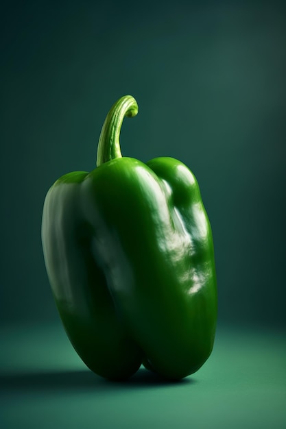 Een groene paprika met een groene achtergrond