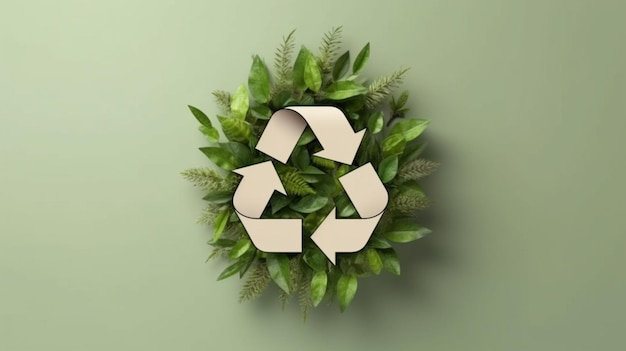 Foto een groene plant met een recycleteken erop generatieve ai