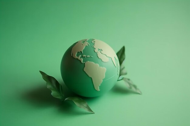 Een groene wereldbol met de kaart van de wereld erop