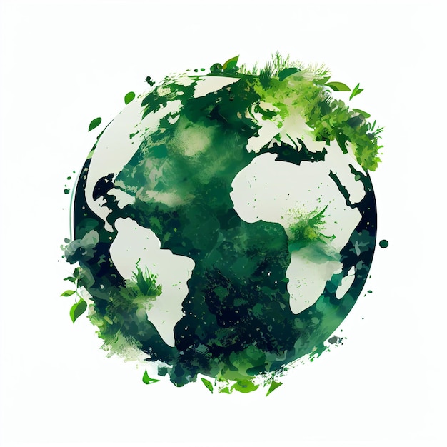 Een groene wereldbol met de planeet aarde in het midden.