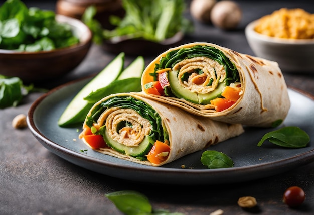 Een groentewrap met hummus