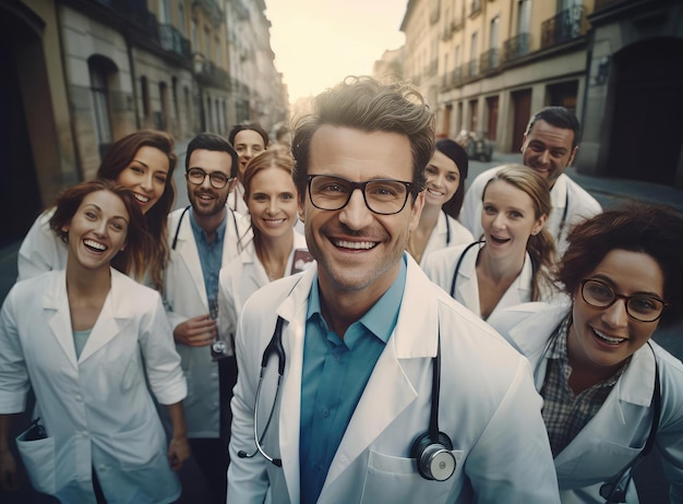 Een groep artsen in witte jassen
