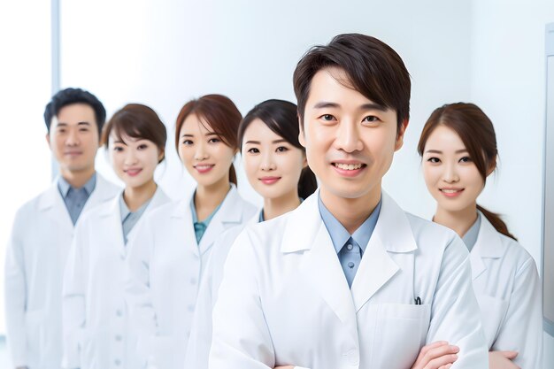 Een groep dokters glimlachen.