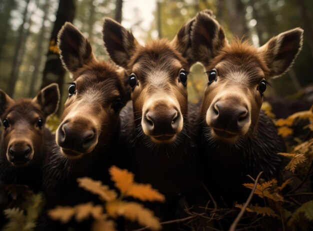 Een groep elandkalveren