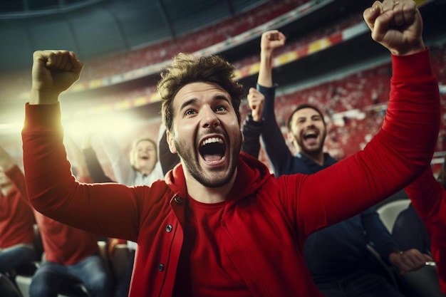 een groep fans in een stadion met het woord "fans"