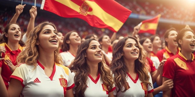 Een groep gelukkige fans juicht voor de overwinning van hun team