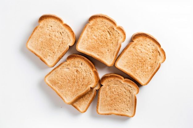 een groep geroosterde sneetjes brood, gerangschikt in een cirkel