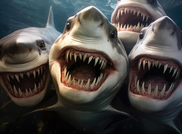 Een groep haaien.