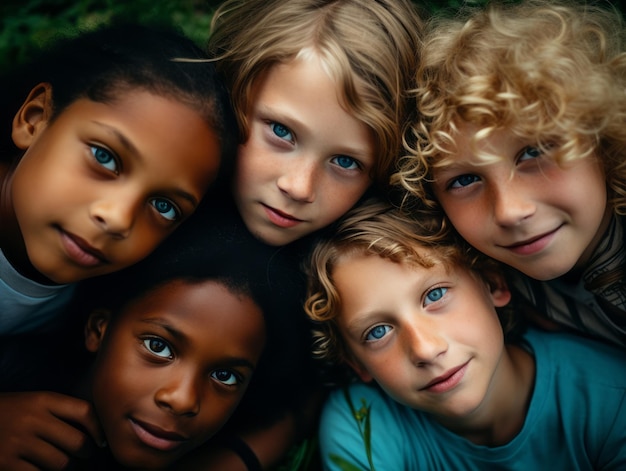 Foto een groep jonge kinderen poseren voor de camera