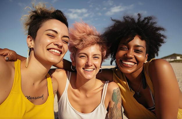 Een groep jonge vrouwen die samen poseren.