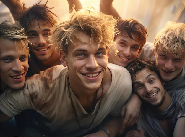 Foto een groep jongens met blond haar