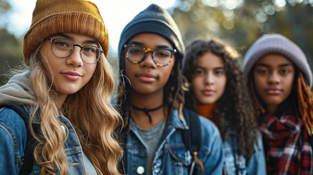 Een groep jongeren die samen staan