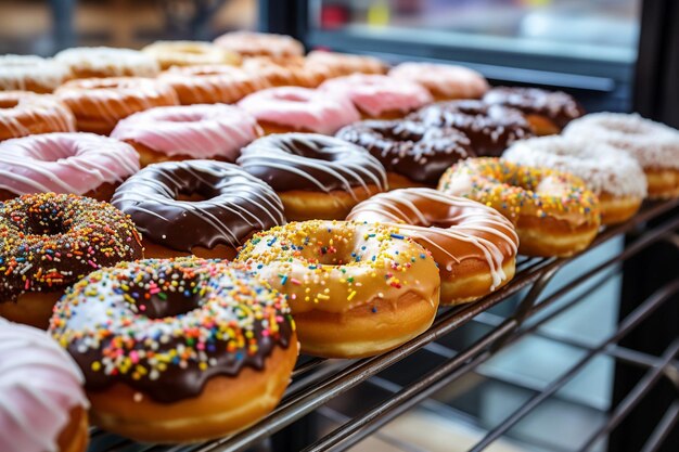 Een groep kinderen die donuts versieren op een verjaardagsfeestje