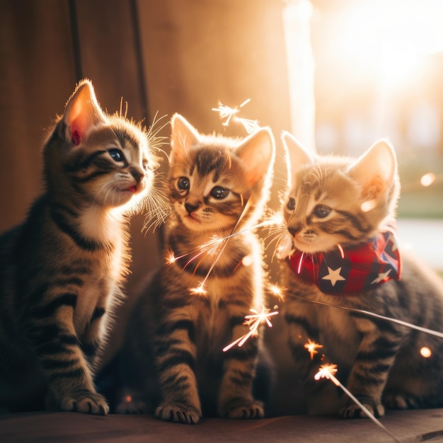 Een groep kittens die naast elkaar zitten generatief ai-beeld