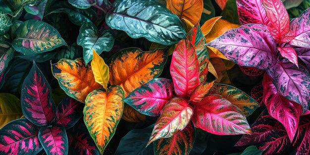 Foto een groep kleurrijke bladeren