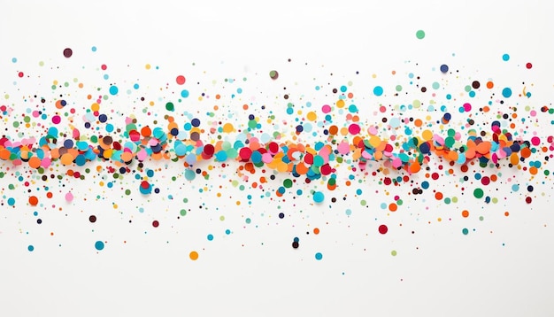 een groep kleurrijke confetti punten op een witte achtergrond