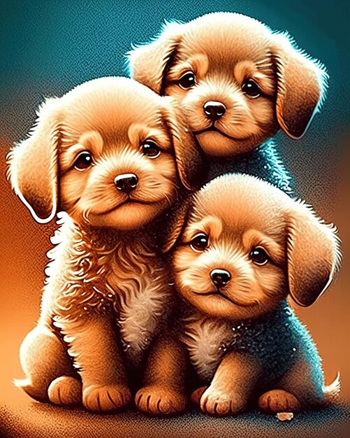 Een groep leuke puppy honden samen.