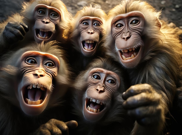 Een groep makaken.
