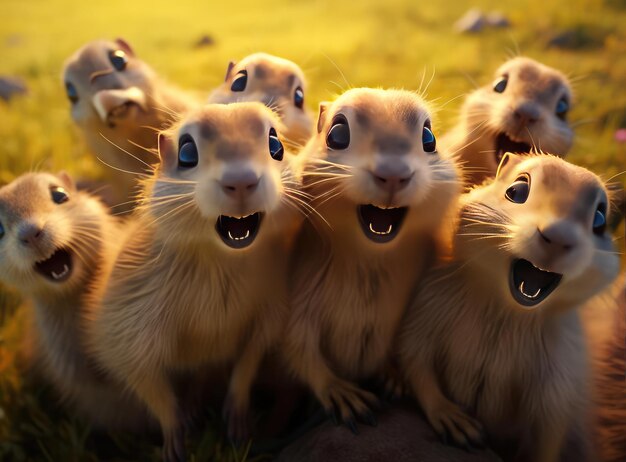 Foto een groep marmotten