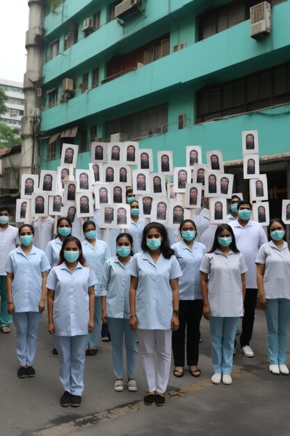 een groep mensen die maskers en maskers dragen lopen door een straat