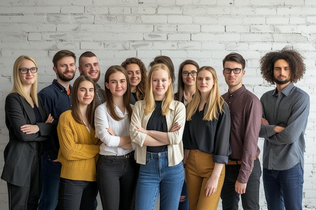 Foto een groep mensen die naast elkaar staan