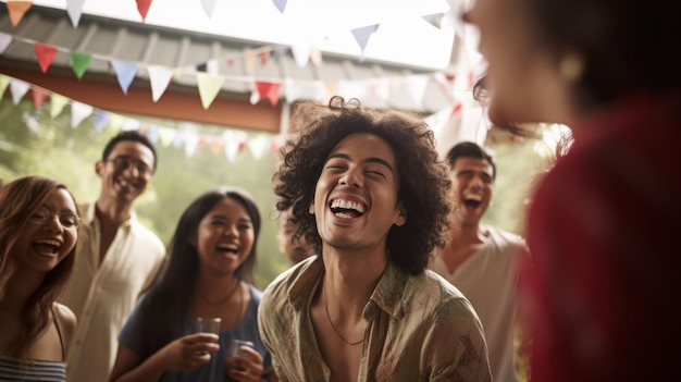 Foto een groep mensen die plezier hebben op een feestje.