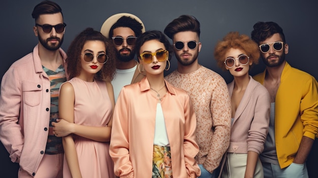 Een groep mensen met een zonnebril staat op een groepsfoto.