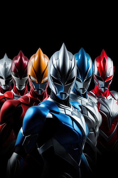 een groep mensen met helmen waarop het woord superheld staat.