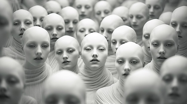 Een groep mensen met witte hoofden Generatieve AI Art