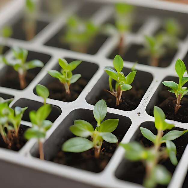 een groep planten die in een dienblad staan