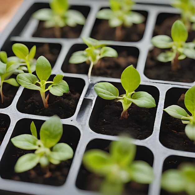 een groep planten die zich in een container bevinden